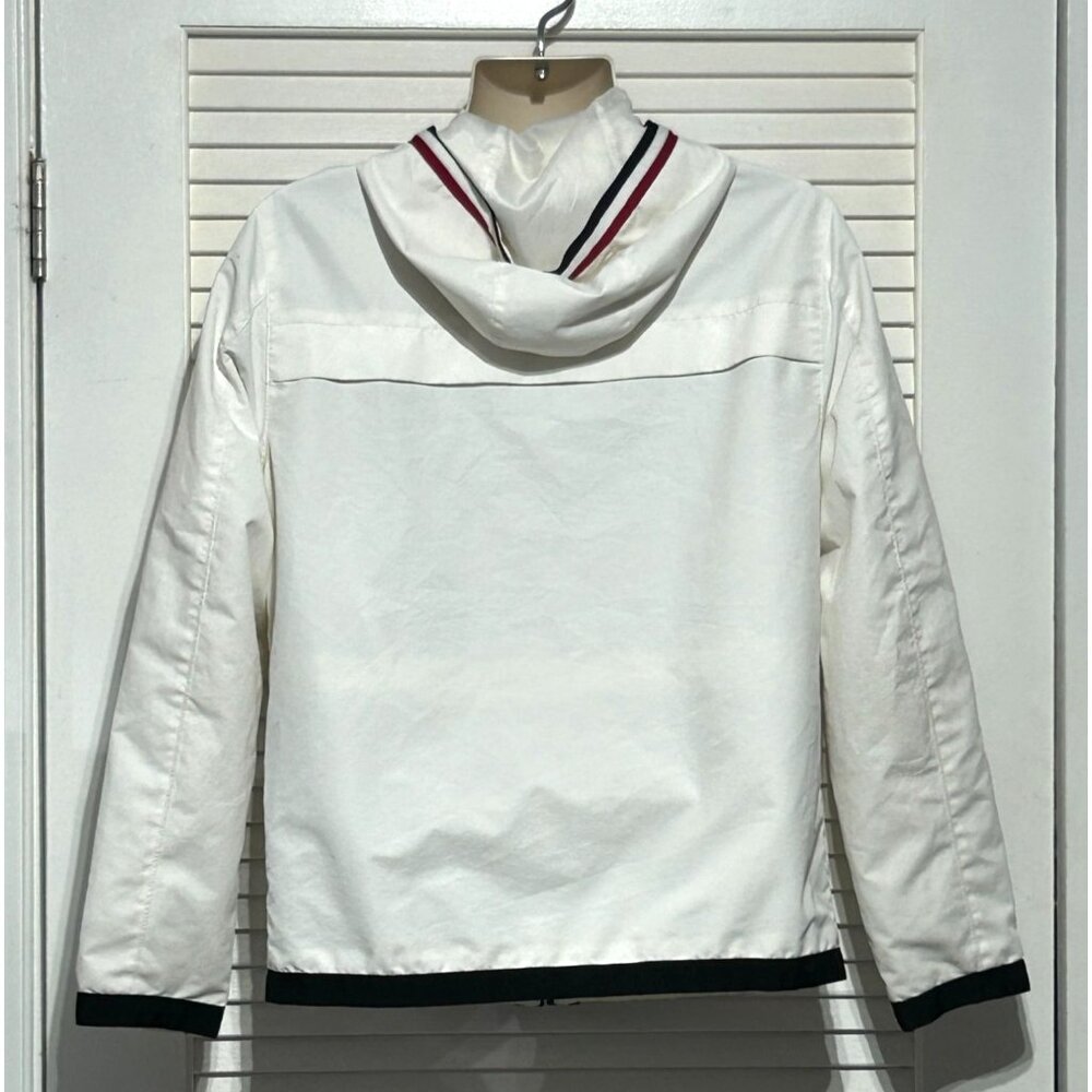 Michael Kors Men's White Stripes Red Blue Hooded Zip-Up Jacket Size Small 3059 - Picture 3 of 11